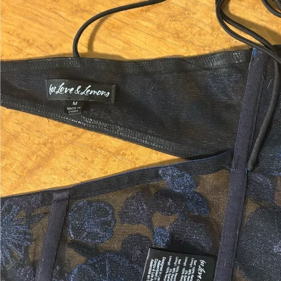 For Love And Lemons Black and Blue Floral Lace-Up Bustier - Picture 5 of 8